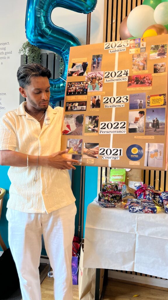 Afsar Ali delivering a workshop.